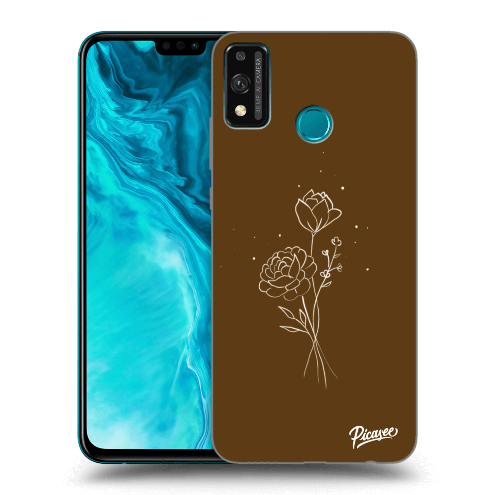 Silikonska Prozirna Maskica Za Honor 9X Lite - Brown Flowers