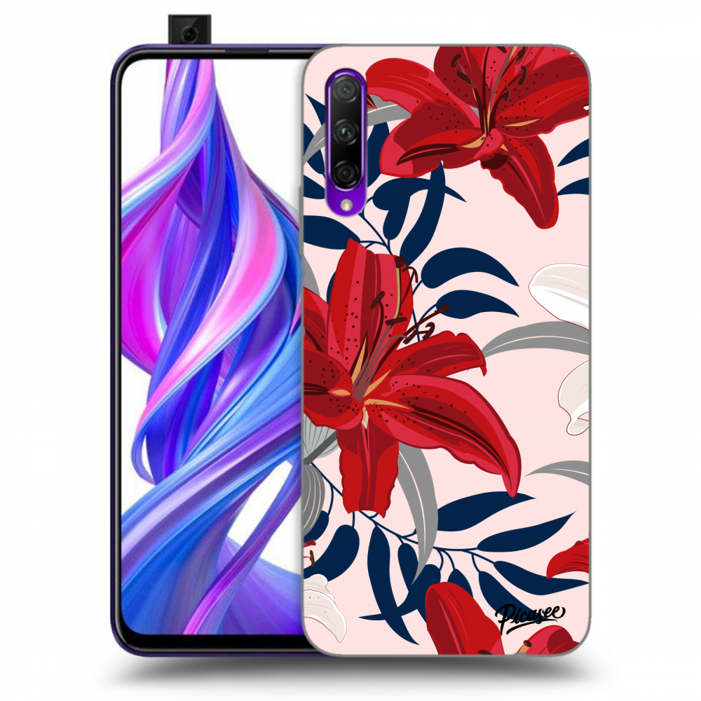 Crna Silikonska Maskica Za Honor 9X Pro - Red Lily