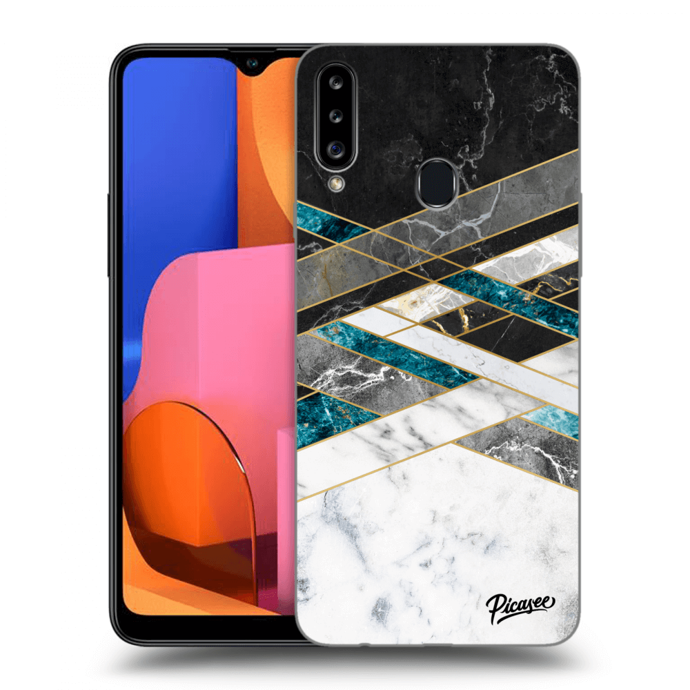 Crna Silikonska Maskica Za Samsung Galaxy A20s - Black & White Geometry