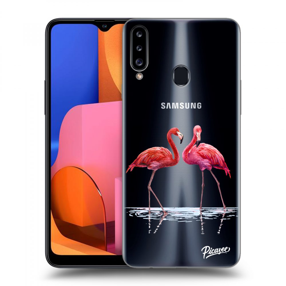 Silikonska Prozirna Maskica Za Samsung Galaxy A20s - Flamingos Couple