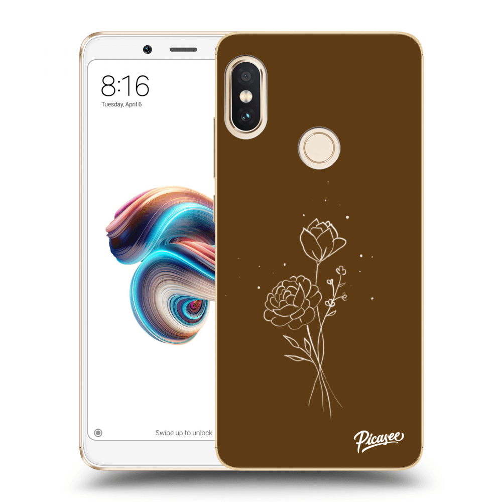 Silikonska Prozirna Maskica Za Xiaomi Redmi Note 5 Global - Brown Flowers