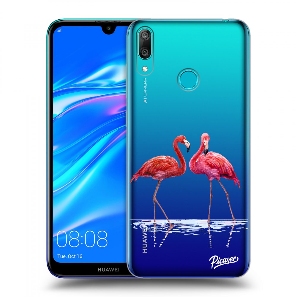 Silikonska Prozirna Maskica Za Huawei Y7 2019 - Flamingos Couple